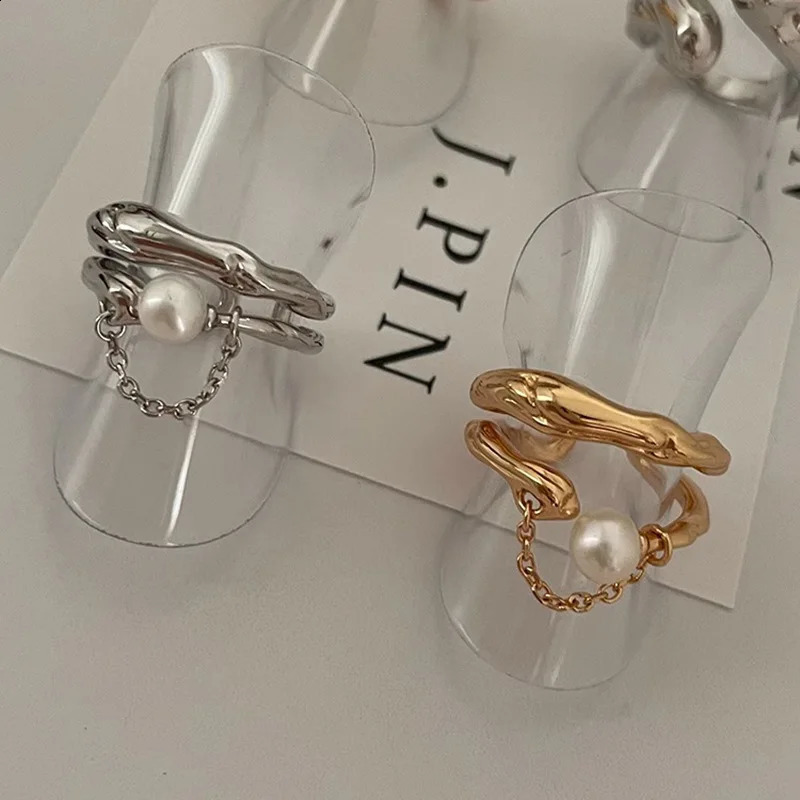 BF CLUB 925 sterling silver ring womens jewelry gold pearl finger open retro handmade ring birthday gift allergy 240909