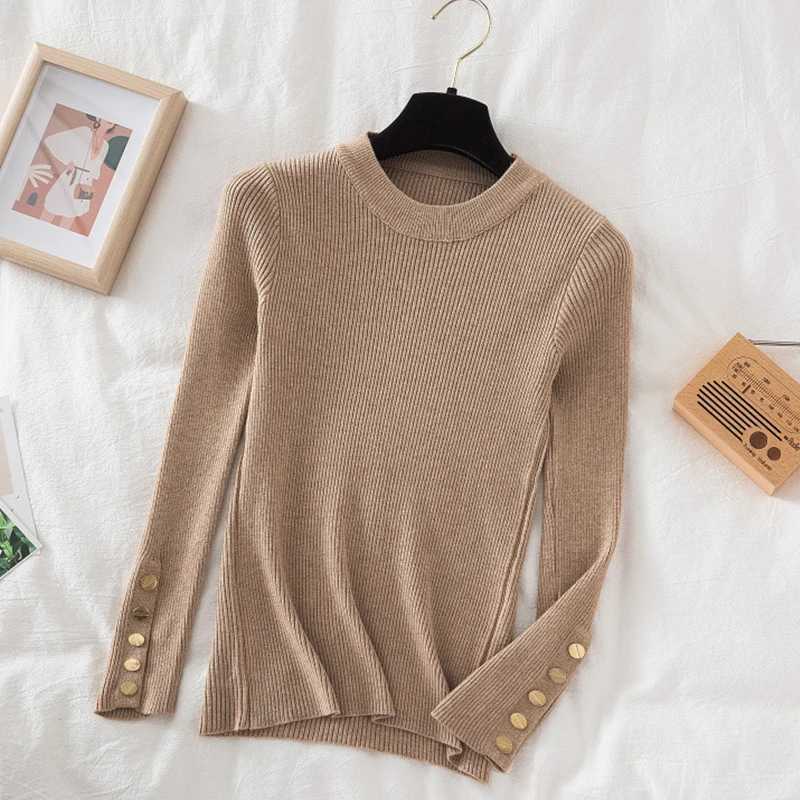 Thick Sweater Long Sleeve Pullover Autumn Winter Clothes Button O Neck Sweater Female Casual Streetwear Knitted Top Soft JumperX2409