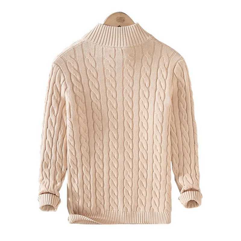 Autumn and Winter Brand 100% Cotton Lanhua Sweater Mens Casual Stand Collar Half Zipper Knitted Coat Set 8509 W240909