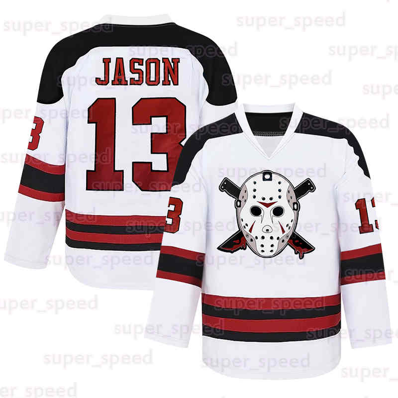Men 13 Jason Voorhees Ice Hockey Jersey 00 Clark Griswold Christmas Vacation Friday The 13th Movie Jerseys Halloween Horror Shirt Stitched White