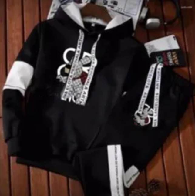 Men's Tracksuits Letter Printed Tracksuit Hooded Sweatshirt Set Hoodies Sweatpants Outfits Jogger Suit Casual Pullover Hip Hop Streetwear