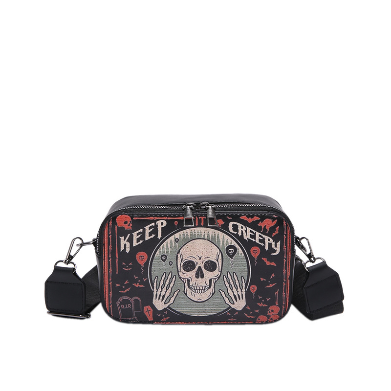 Personalized and quirky printed women's 2024 new wide shoulder strap crossbody fashionable small square bag e6de