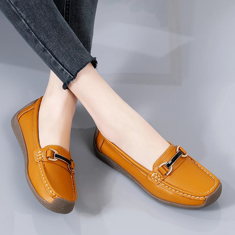 er Womens Casual Shoes Leather Slippers on Flat Shoes Womens Loafers Moccasins Sneakers Womens Plus Size 35-44 240909