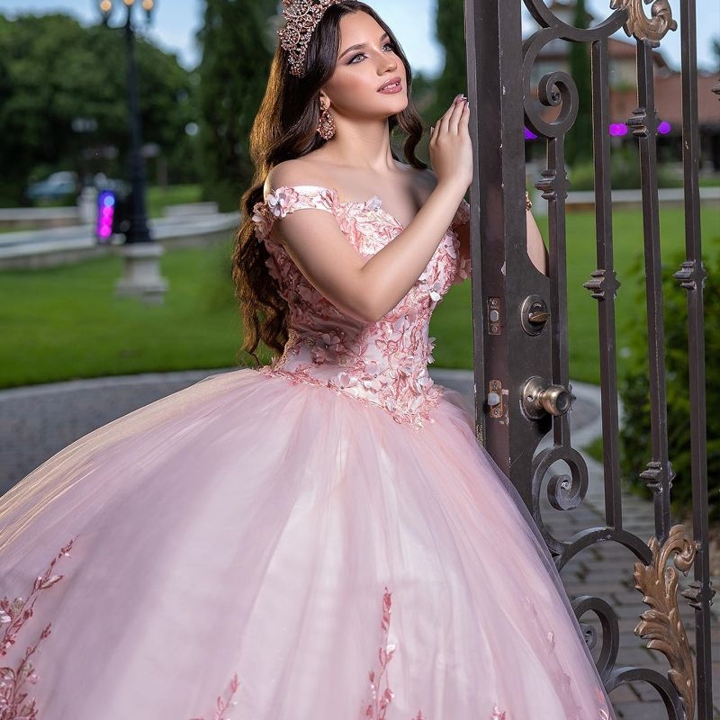 Pink Quinceanera Dresses 2024 Sweetheart Off Shoulder Appliques Lace Tull Birthday Party Princess Gowns Vestidos De 15 Anos 16 Dress