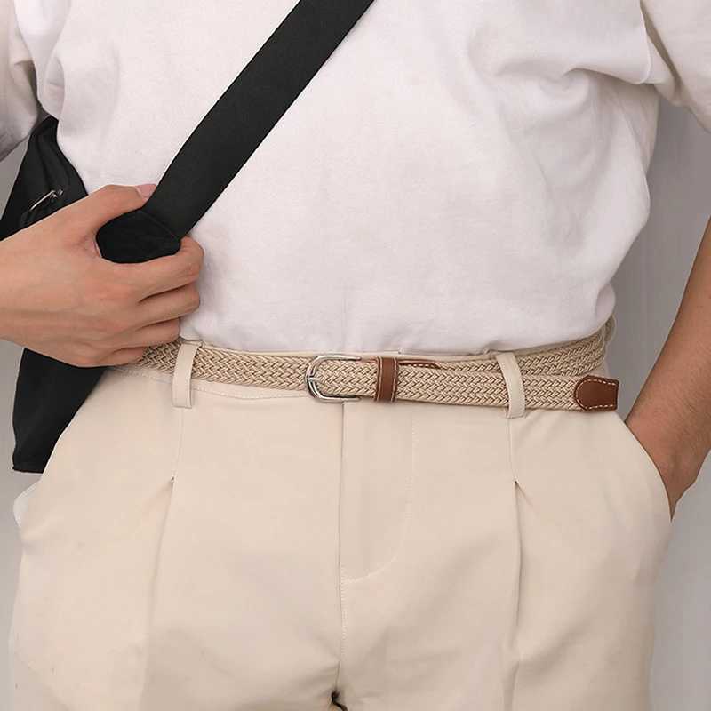 1 unmarked womens canvas belt with metal buckle womens elastic woven belt punching machine W250109