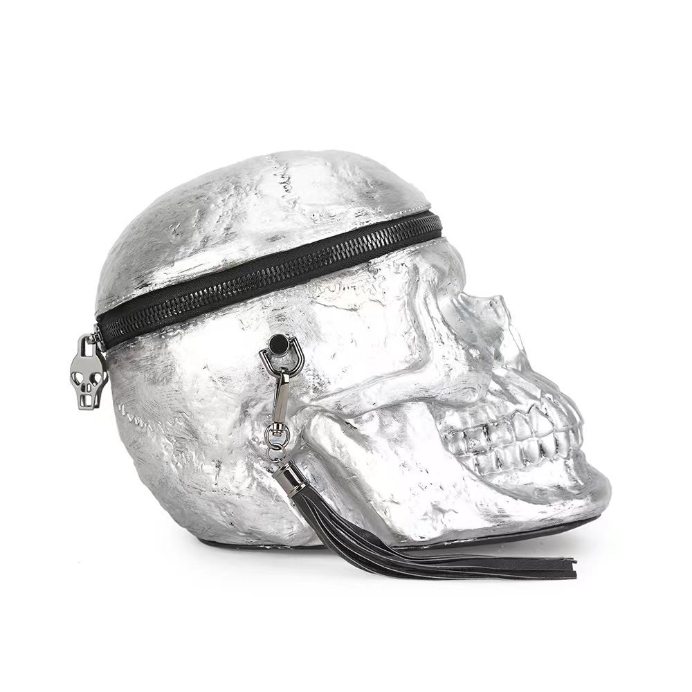 2025 Designer European American 3 and fashion casual personalized three-dimensional skull head single shoulder bag