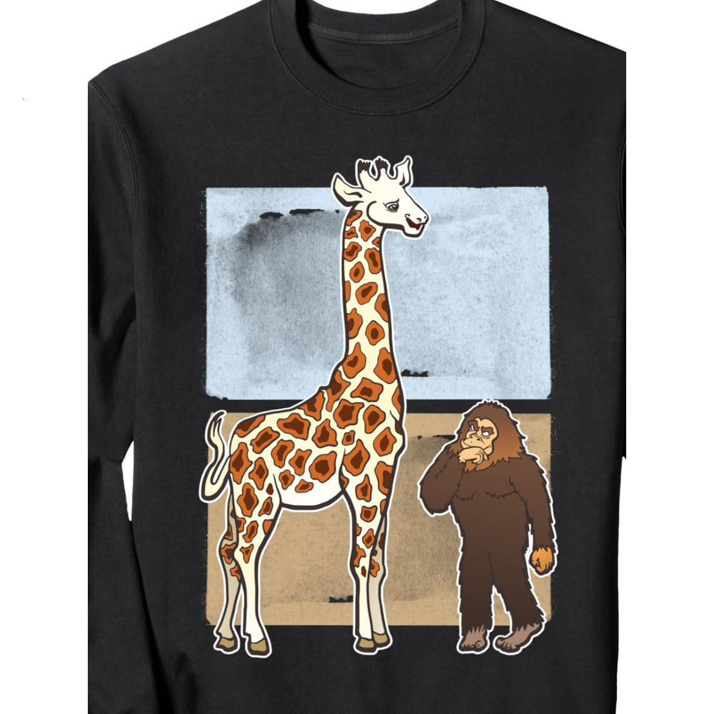 Long Sleeve Shirts for Men sweatshirt Adorable Giraffe Bigfoot Animal Lover Funny Gift Sweatshirt Tee Streetwear Casual tops clothes