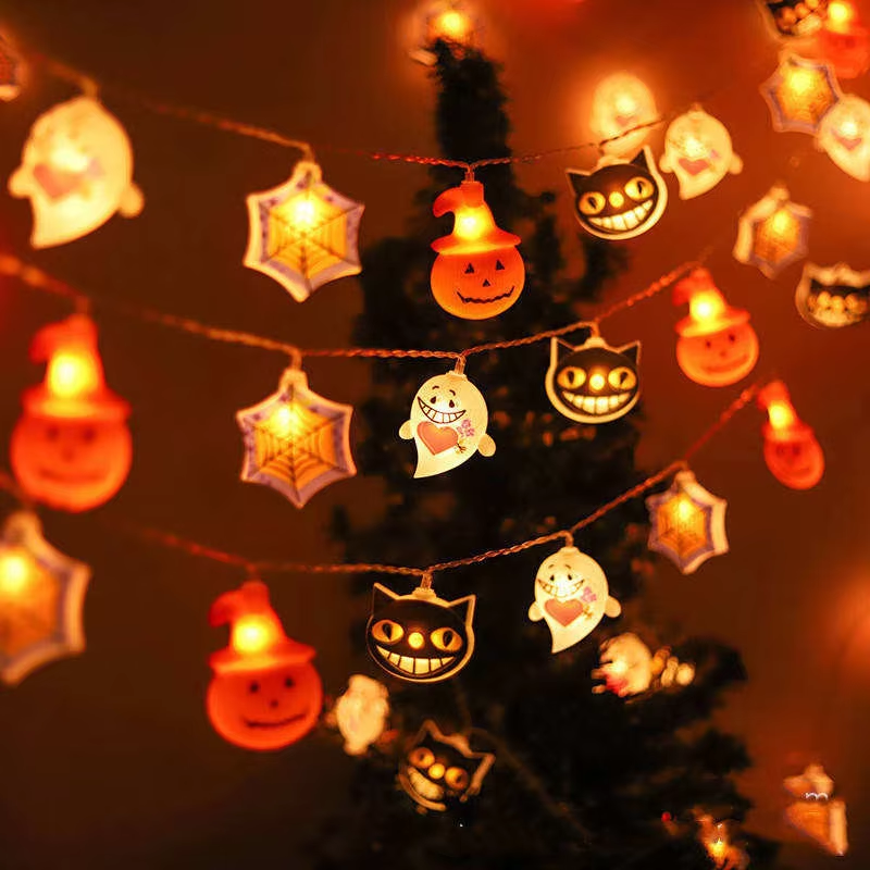 Halloween Lights Scary Monster Cat Ghost Pumpkin Indoor Battery Decoration Warm White String Lamp
