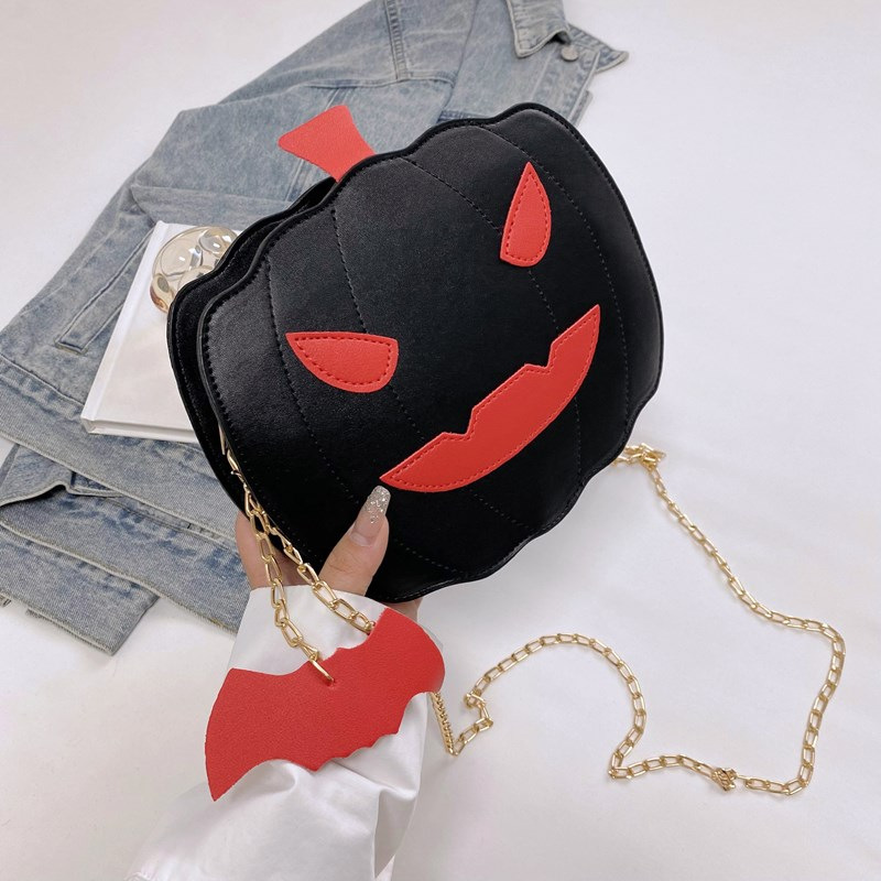 2025 Designer parody version 3 Korean pumpkin bat fun and quirky personality cartoon shoulder bag