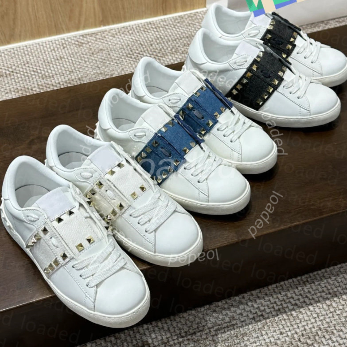 Designer rivet Casual Shoes Low Flat Riveted Sneakers men women Retro Leather Spliced Sports Shoes black white pink Luxury Calfskin Vintage Sport Trainers size 35-45