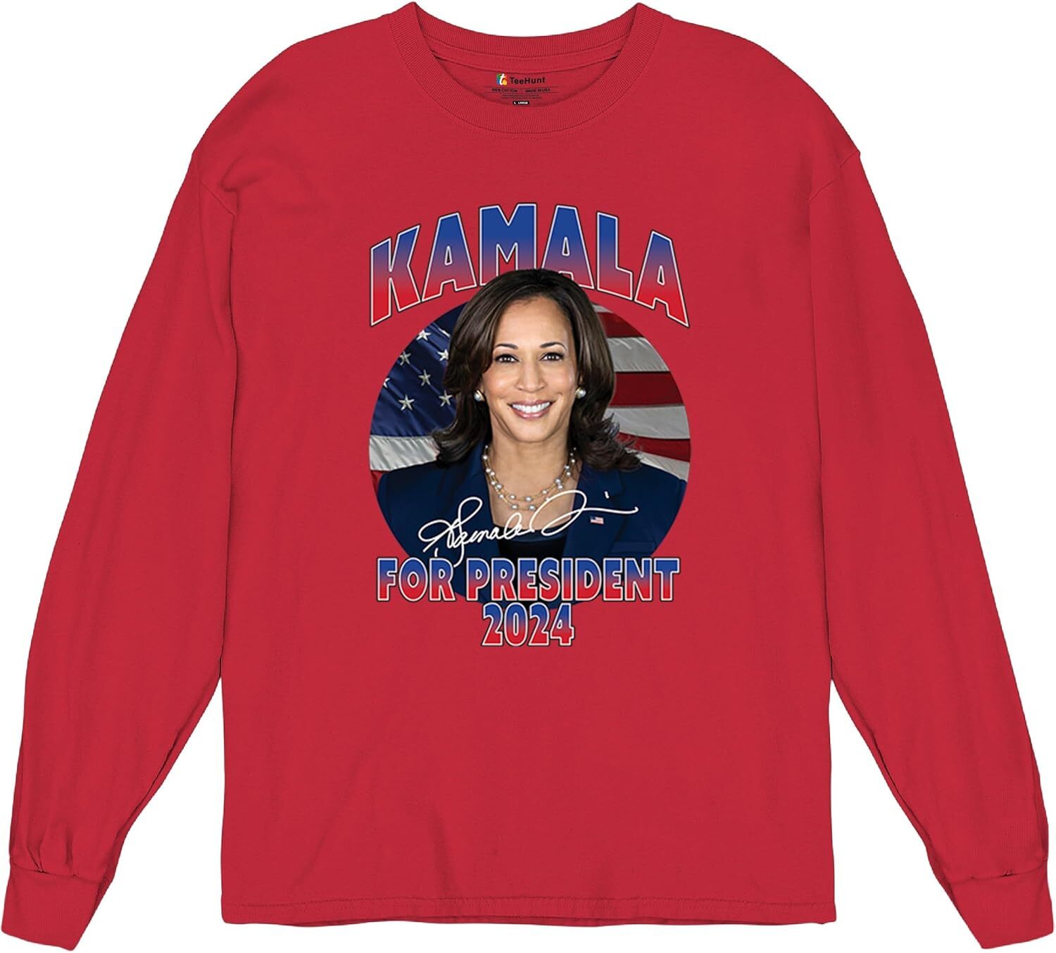 Long Sleeve Shirts for Men sweatshirt Kamala for President 2024 Madam President 47 Harris Speaking Vote Blue USA American Liberal Streetwear Casual to