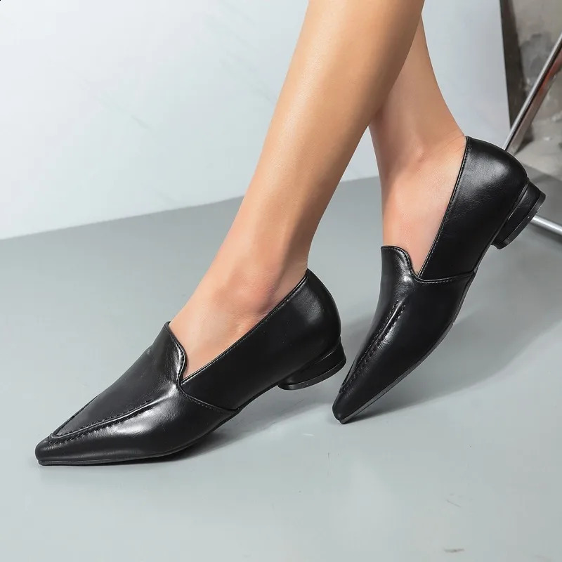 Womens Flats Pointed Toe Slip on Oxford Patchwork Boat for Female Low Heels Dress Shoes Spring New Autumn 240904