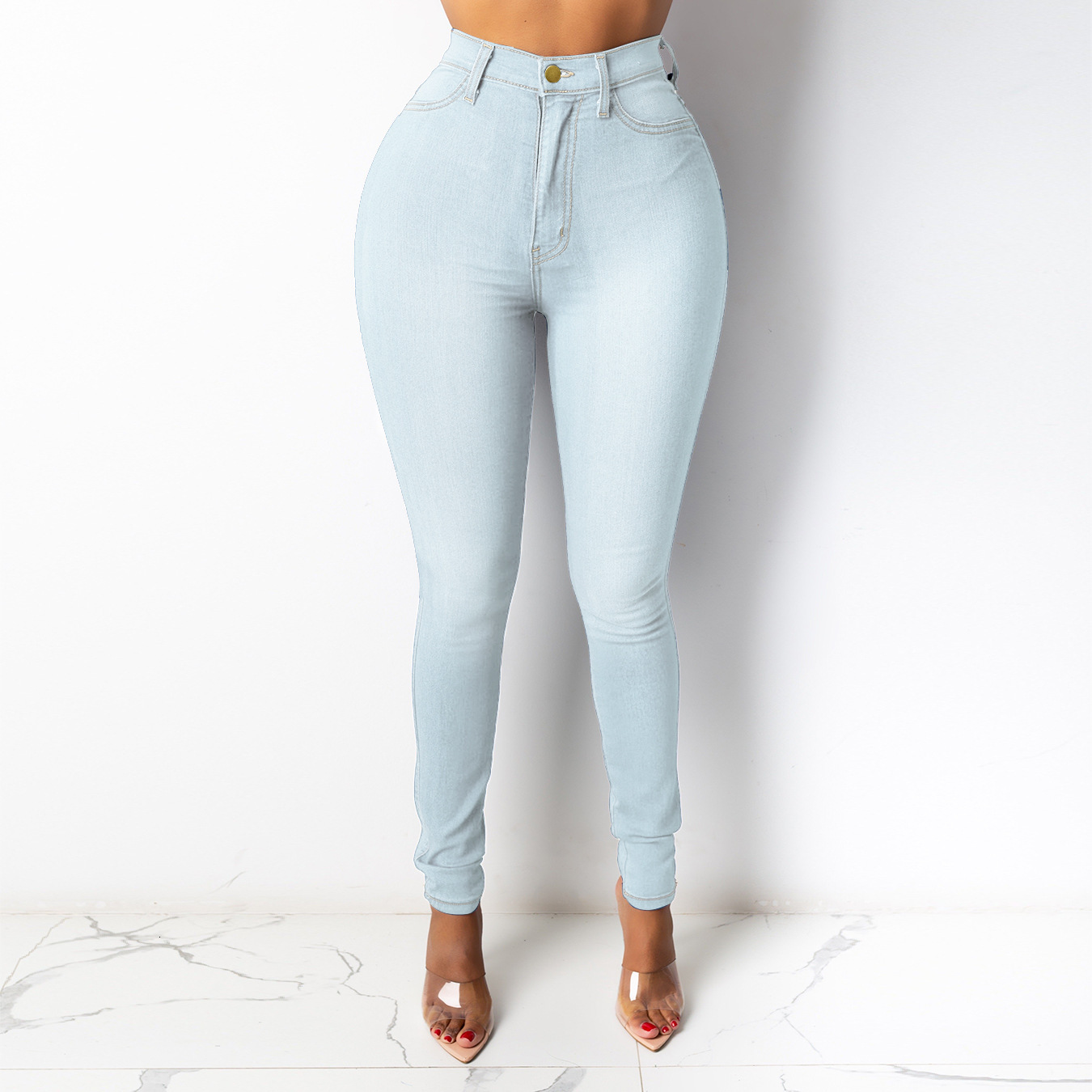 Skinny High Waisted Stretch Slim Denim Butt Lift Pencil Pants Stretchy Trousers Women's Jeans