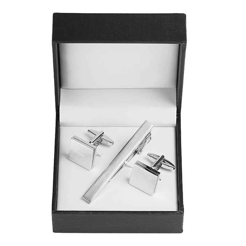 Classic Mens French Shirt Cufflinks Tie Clip Dring Laser Metal Cufflinks Button Clip Wedding Set with Bead Box Gift W250111