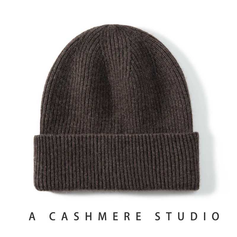 High Quality 100% Cashmere Knitted Hat for Wen and Men Casual Beanie Hat Thicken Cap Winter Soft Warm Cashmere Caps Unisex X250212