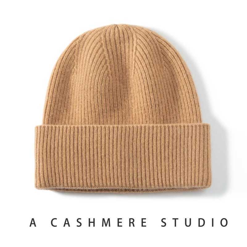 High Quality 100% Cashmere Knitted Hat for Wen and Men Casual Beanie Hat Thicken Cap Winter Soft Warm Cashmere Caps Unisex X250212