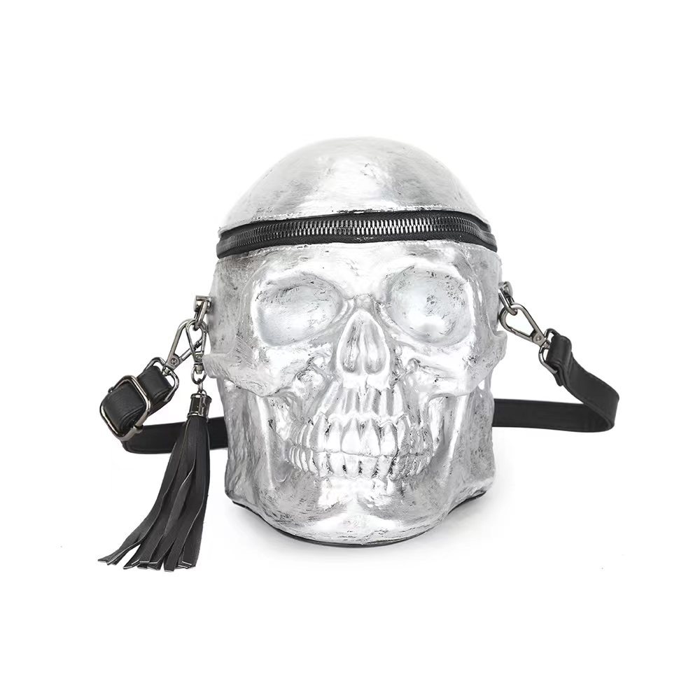 2025 Designer European American 3 and fashion casual personalized three-dimensional skull head single shoulder bag