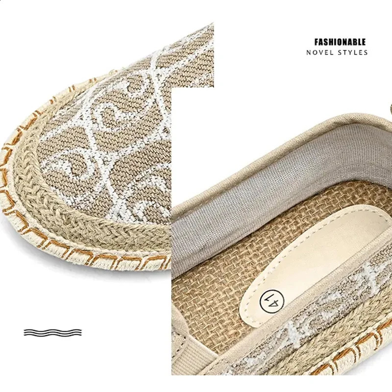 2024 Summer Mens Canvas Shoes Espadrilles Breathable Casual Shoes Mens Casual Shoes Comfortable Ultra Light Lazy Boat Shoes Large Size 44 240909