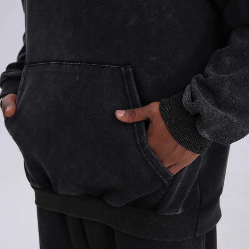Designer Hoodie Vintage Black Acid Wash Cotton Hoodies for Men Women Spring Autumn Hooded Sweatshirts Casual Baggy Loose Fit Pullover Tops Z240909