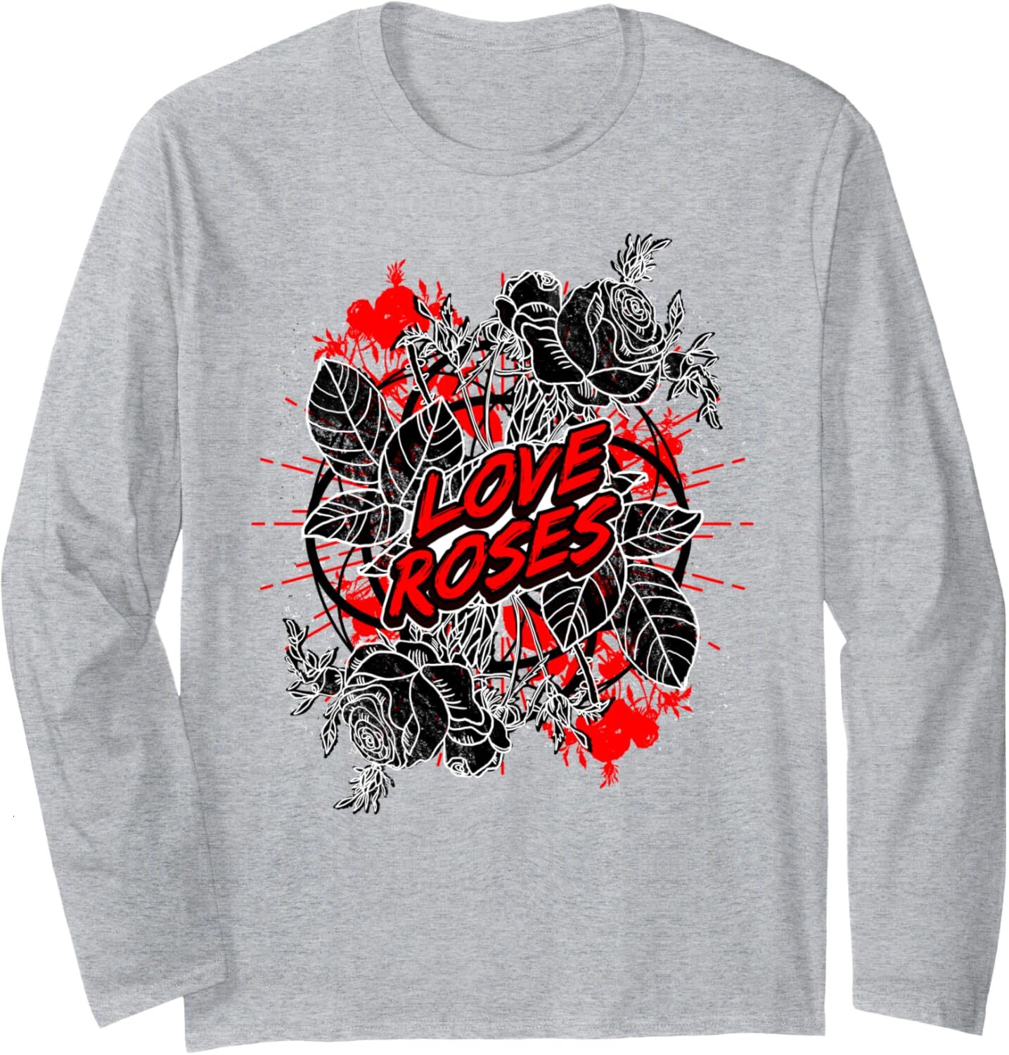 Long Sleeve Shirts for Men sweatshirt Love Roses Romantic Flowers Day Gift Long Sleeve Tee Streetwear Casual tops clothes