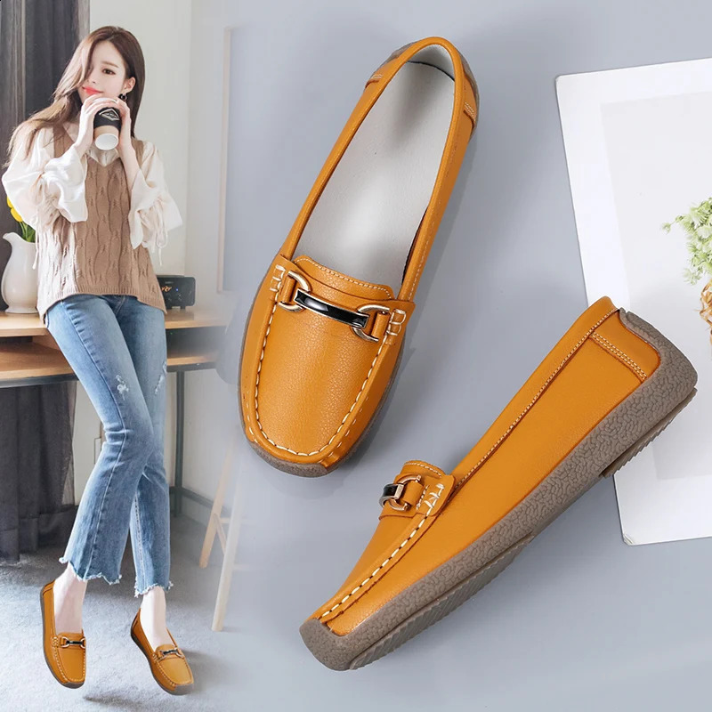 er Womens Casual Shoes Leather Slippers on Flat Shoes Womens Loafers Moccasins Sneakers Womens Plus Size 35-44 240909