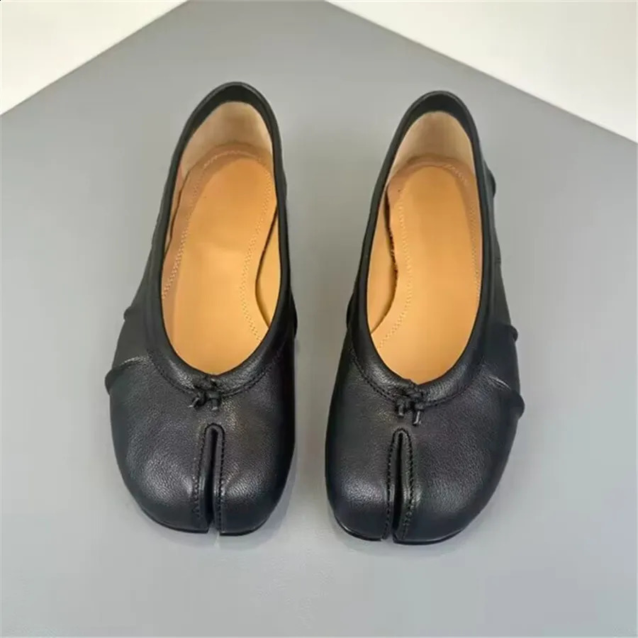 2024 Pleated Women Ballet Flats Tabi Shoes Casual Slip-on Loafers Ladies Split Toe Leather Espadrilles atillas Mujer 240906