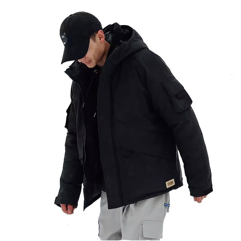 2024 Mens Puffer Jacket cotton jacket mens winter thick trendy hooded warm cotton jacket loose and handsome student cotton jacket winter coat winter j