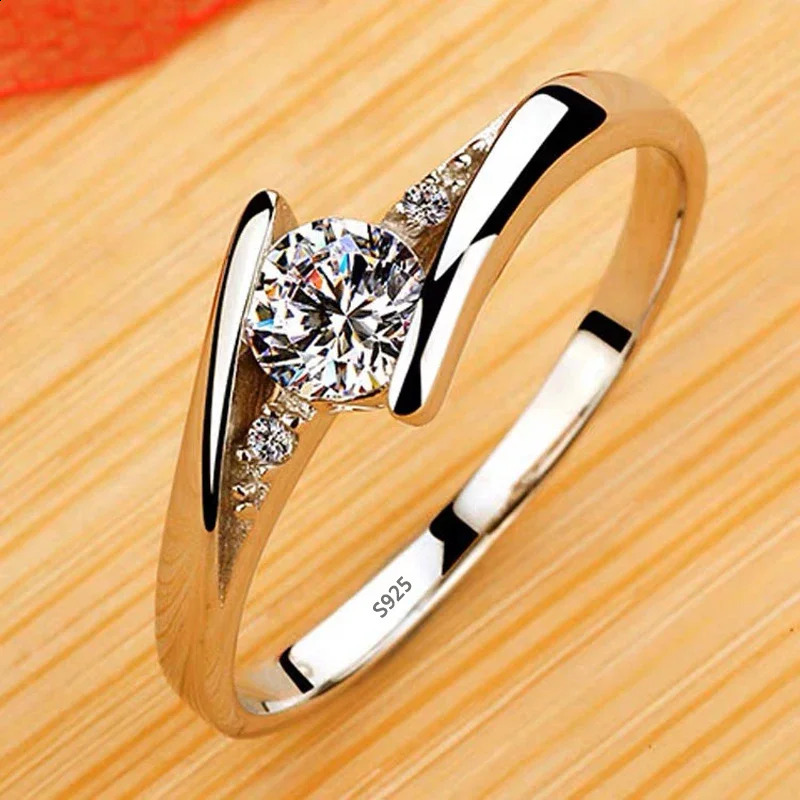 YINHED non fading 18K white gold wedding ring for women 2ct cubic zirconia engagement bride jewelry gift 240909