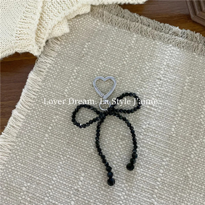 1piece fashionable korean sweet money bag womens transparent bow heartshaped pendant keychain charm wallet accessories 240910 zhanyishengli