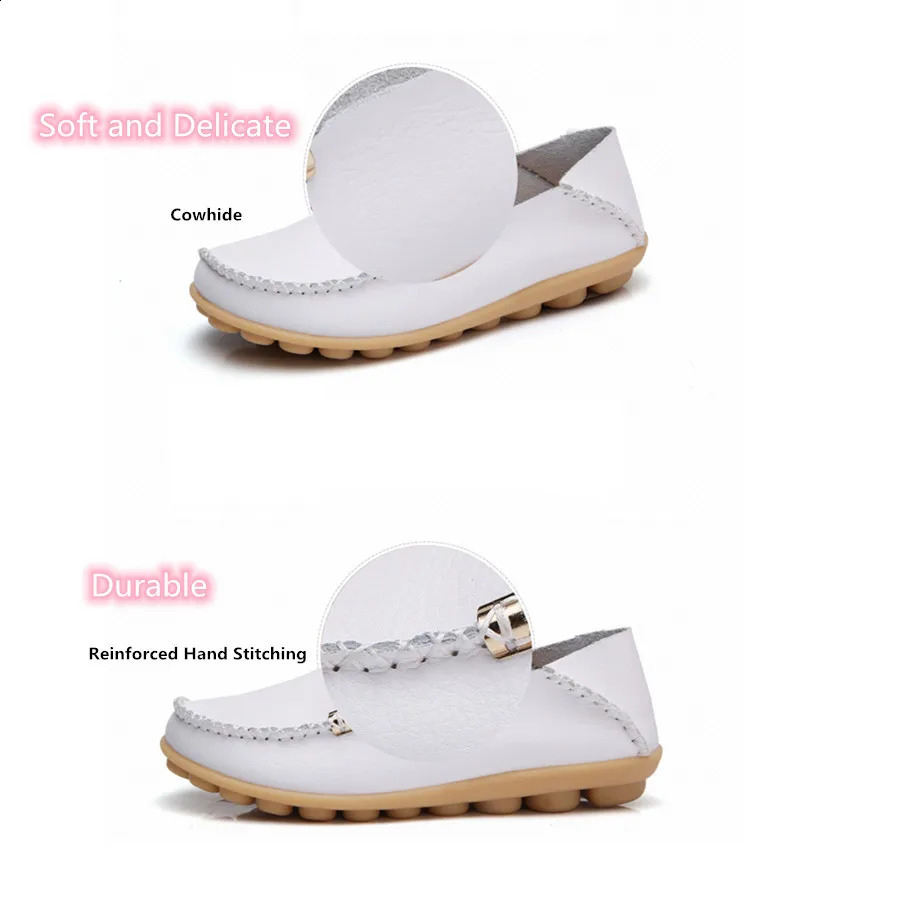 Summer and autumn womens soft leather breathable flat shoes casual shoes with round toes suitable for mature female nurses 241008