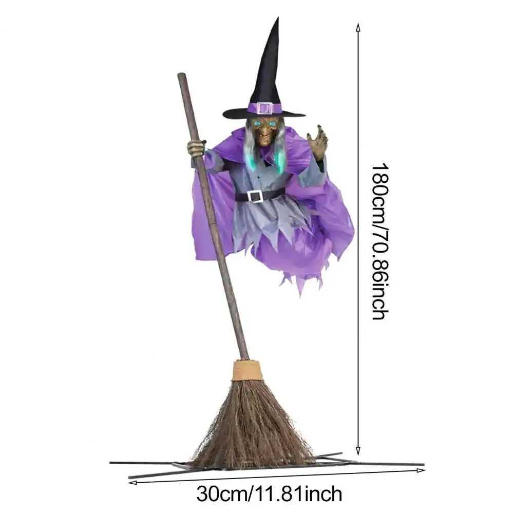Flying Witch Outdoor Decor Spooky Flying Witch Decors with Sounds Lights for Outdoor Halloween Courtyard for Garden for IndoorX240910