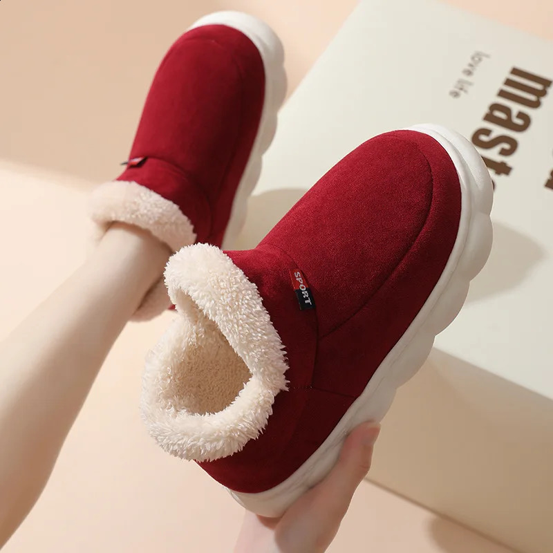 Crestar Plush Womens Sliding Block Winter Outdoor Warm and Fluffy Boots Indoor Fashionable 240919