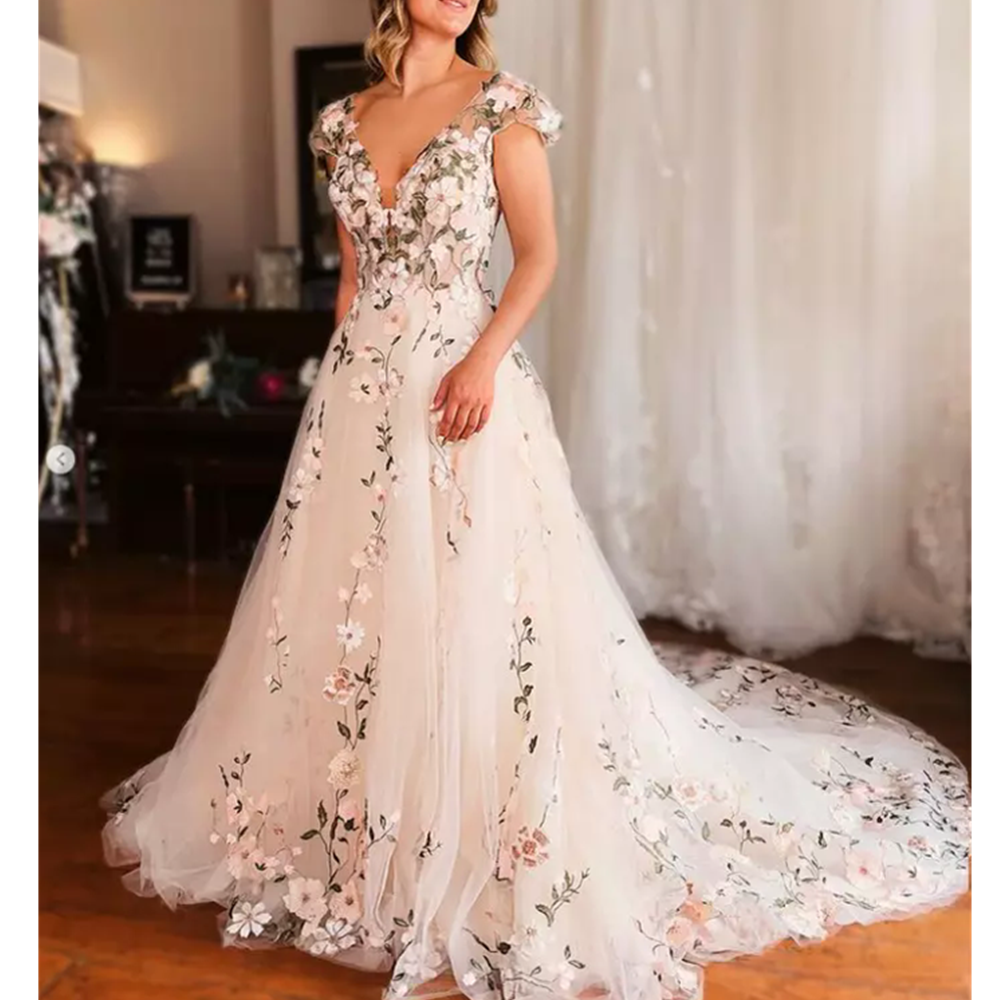 The Shoulder Glitter Ral Sweetheart Dress Sleeveless Deep A-E Lace Appliques Wedding Night Party 01 6660312