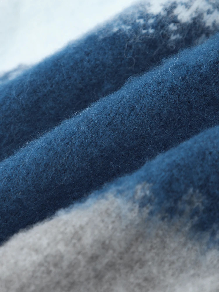 Fashion Tie Dye Cashmere Sweater Cardigan Man Long Sleeve Single Breasted Knitted Jacket Autumn Thicken Warm Woolen Coat 240909