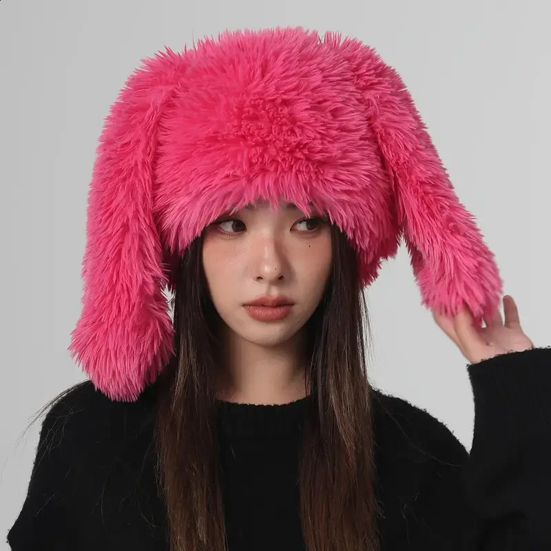 Cute Cartoon Bunny Ears Plush Hat - Soft and Warm Faux Fur Womens Skull Hat | Suitable for Daily Wear and Party Use 240910