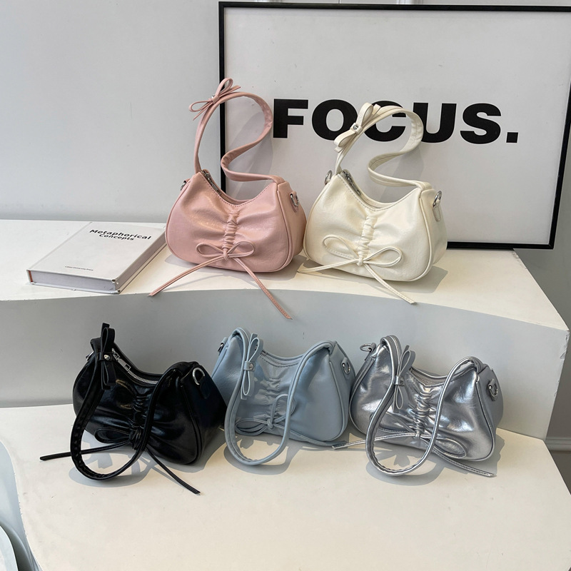 2025S Fashion Designer Minimalist Bow Niche Design Handbag For Women In Spring Summer Trendy And Versatile Single Shoulder Crossbody Bag