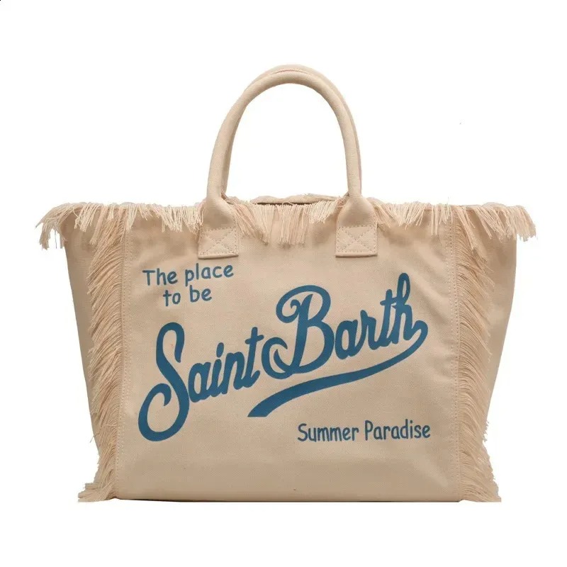 Denim Shoulder Bag With Fringe - Large Capacity Handmade Beach Tote New Free Delivery Designer Bag