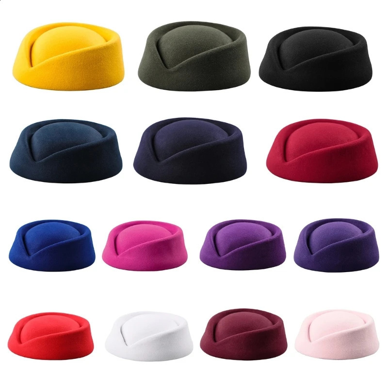 Solid color female flight examiner hat sweet business uniform live performance female beret hat aerial host role-playing 240905