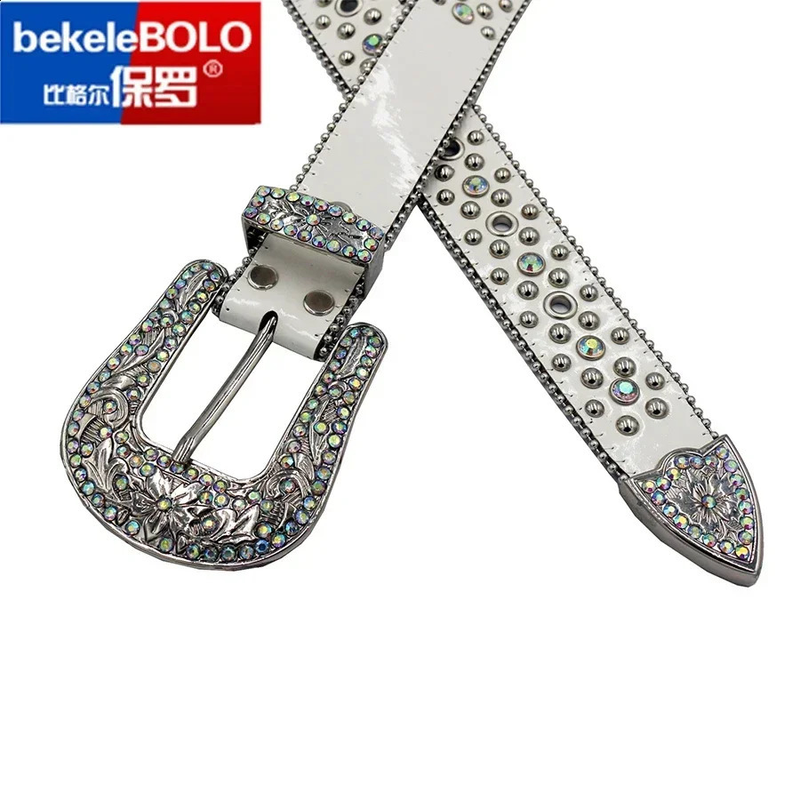 Punk Rhinestone Womens Belt High Quality River er Jeans Cowboy Girls Western Sinto Belt 240909