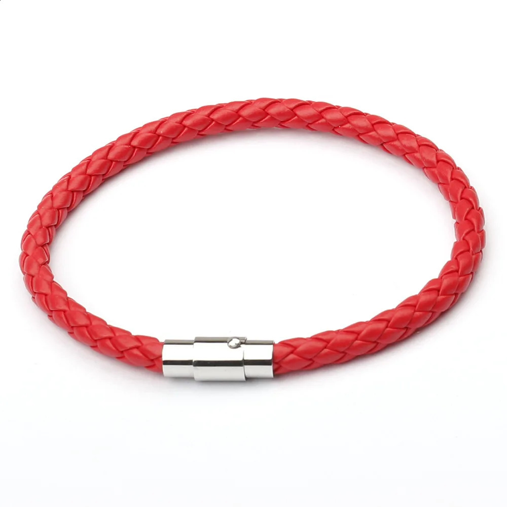 Simple Mens Leather Bracelet Multi Color Stainless Steel Button Bracelet Womens Wristband Valentines Day Jewelry Gift 240909