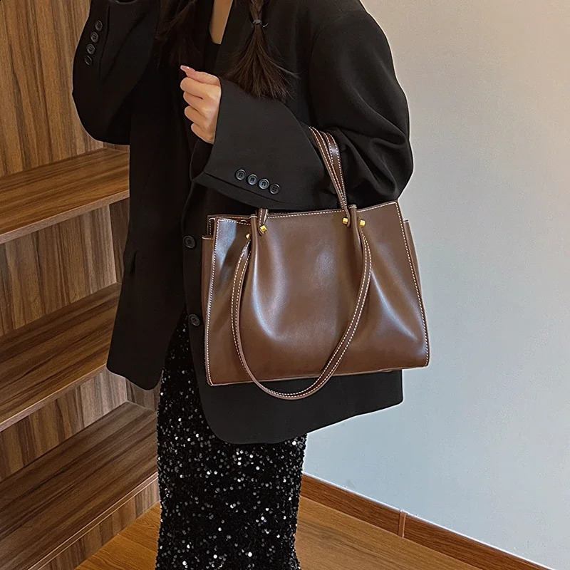 Classic Selg Leisure Trend PU Large Capacity Shoulder Fashion Tote Bag Womens Handbag 240910 a4b2