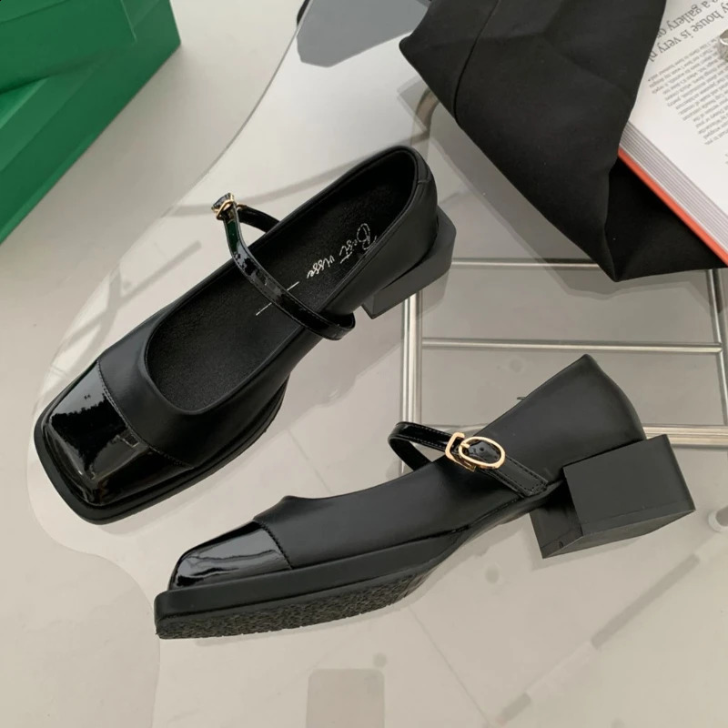 2025 new Mary Jane Women Pumps Elegant er Chunky Heel Square Toe Office Dress Shoes Party Loafers Woman atos De Mujer 240904