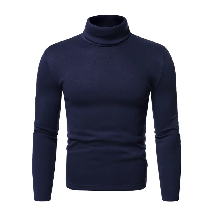 Mens Turtleneck for winter autumn pure color sweater warm long sleeved top 240910