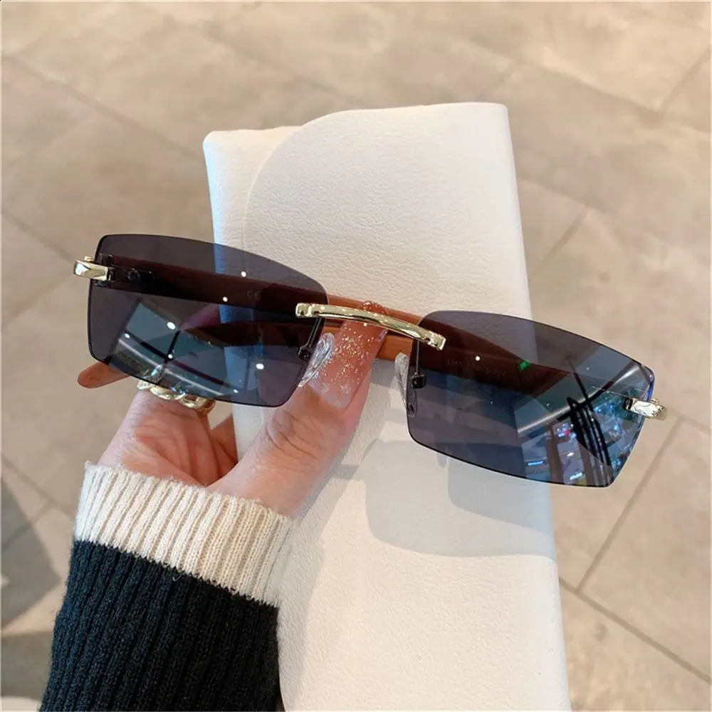 Fashion Punk Sunglasses Borderless Rectangular Sunglasses Mens Fashion UV400 Driving Shadows Frameless Gradient Sunglasses 240909