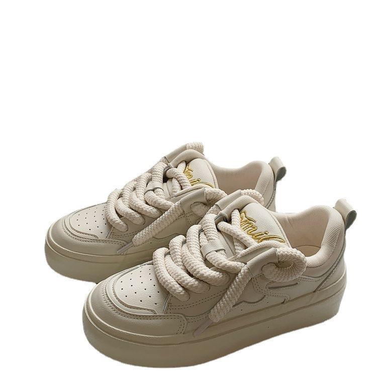 Niche design sense thick rope bread shoes 2024 new comfortable women's casual board shoes