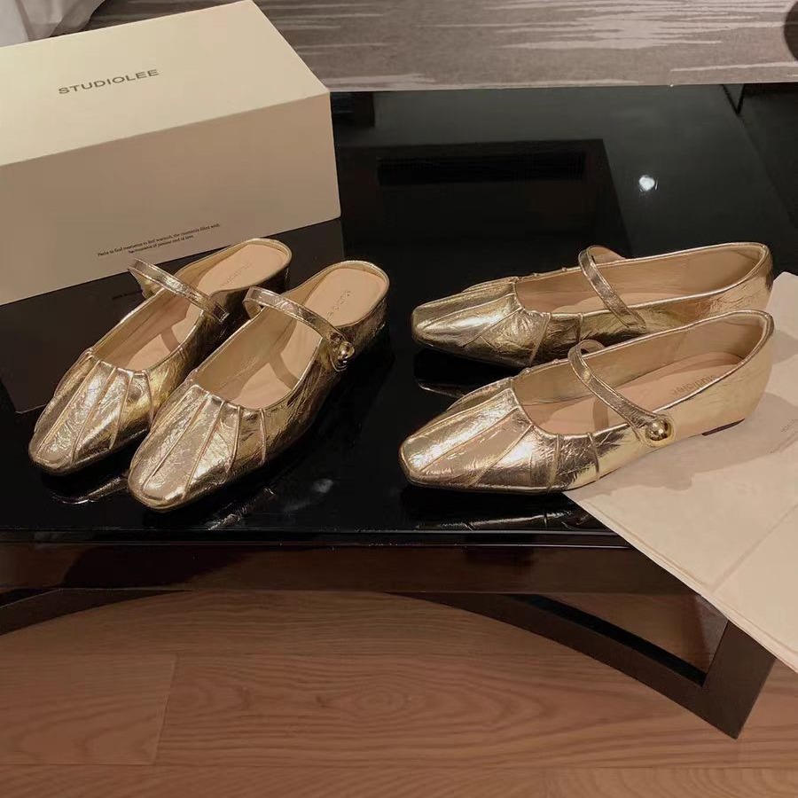 Dress Shoes Women Mary Janes Flats Shallow Pointed Toe Summer Designer Brand Sandals Lolita Walking Chaussures Femme