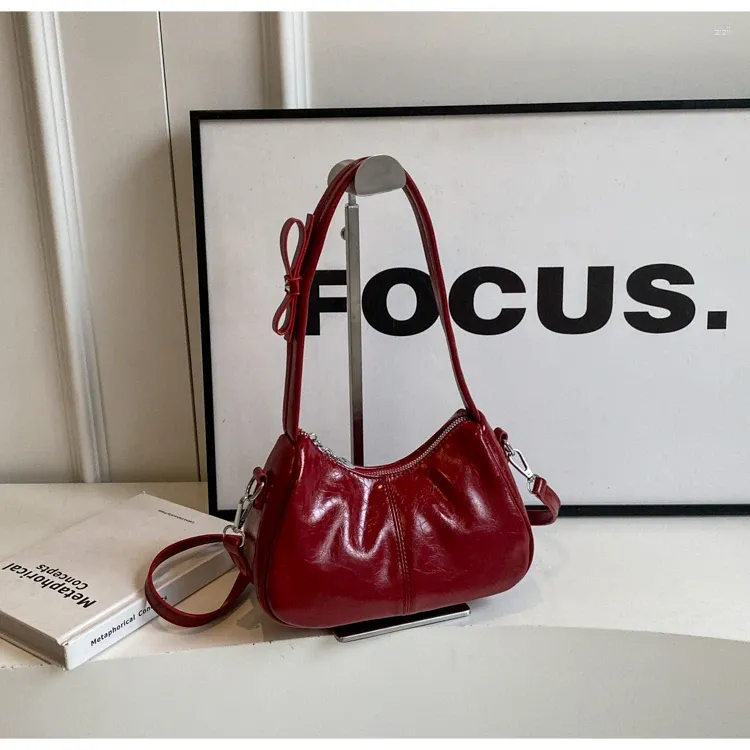 Totes Red Y2K Hobos Shoulder Crossbody Bags For Women Handbag And Purses 2024 Ladies Messenger Trendy Design