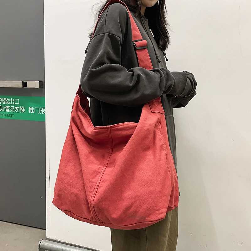 HOCODO New Bags for Women Canvas Shoulder Bag Fashion Large Capacity Handbags Female Casual Travel Bags Soft Crossbody Bags Z240910