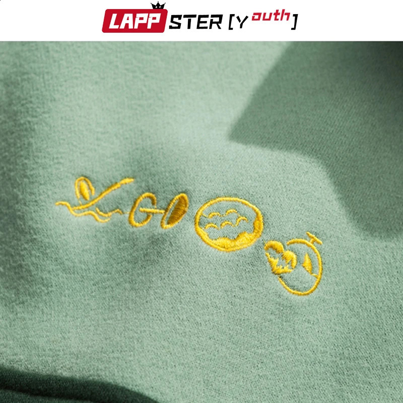 LAPPSTER Youth Harajuku Patch Work Turtle Neck Hoodie Pullover Mens Color Block Korean Woolen Sweater Street Clothing 240909