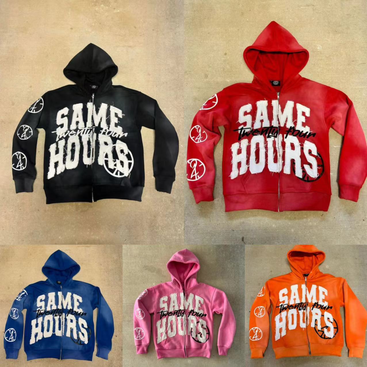 Mens Hoodies Y2k Harajuku Retro Colorful Zipper Hoodie American Trendy Brand Hip-hop Streetwear Punk Style Letter Print Oversized Sweatshirt